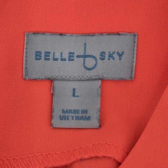 Sleeveless Bright Pink/Coral Peplum BELLE & SKY Top Back Zipper SIZE:Large - Picture 6 of 6